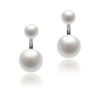 Zelda Blanc 6-11mm AAA-qualité perles d'eau douce 925/1000 Argent-Boucles d'oreilles en perles