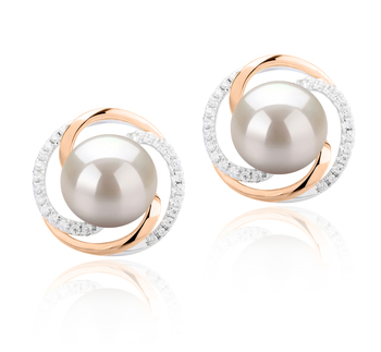 Zina Blanc 8-9mm AAAA-qualité perles d'eau douce 925/1000 Argent-Boucles d'oreilles en perles