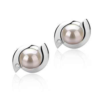 Zorina Blanc 6-7mm AAAA-qualité perles d'eau douce 925/1000 Argent-Boucles d'oreilles en perles