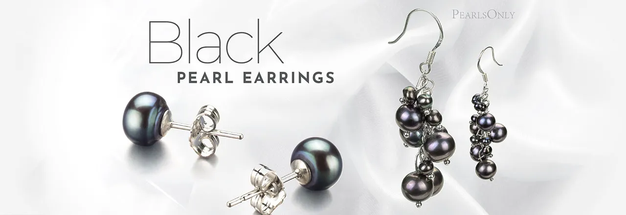 PearlsOnly Boucles d'oreilles perle noire